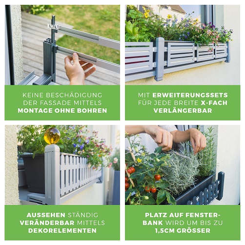 masu Blumenkastenhalterung ohne Bohren, basissset, urban gardening, fensterbank, green creations,